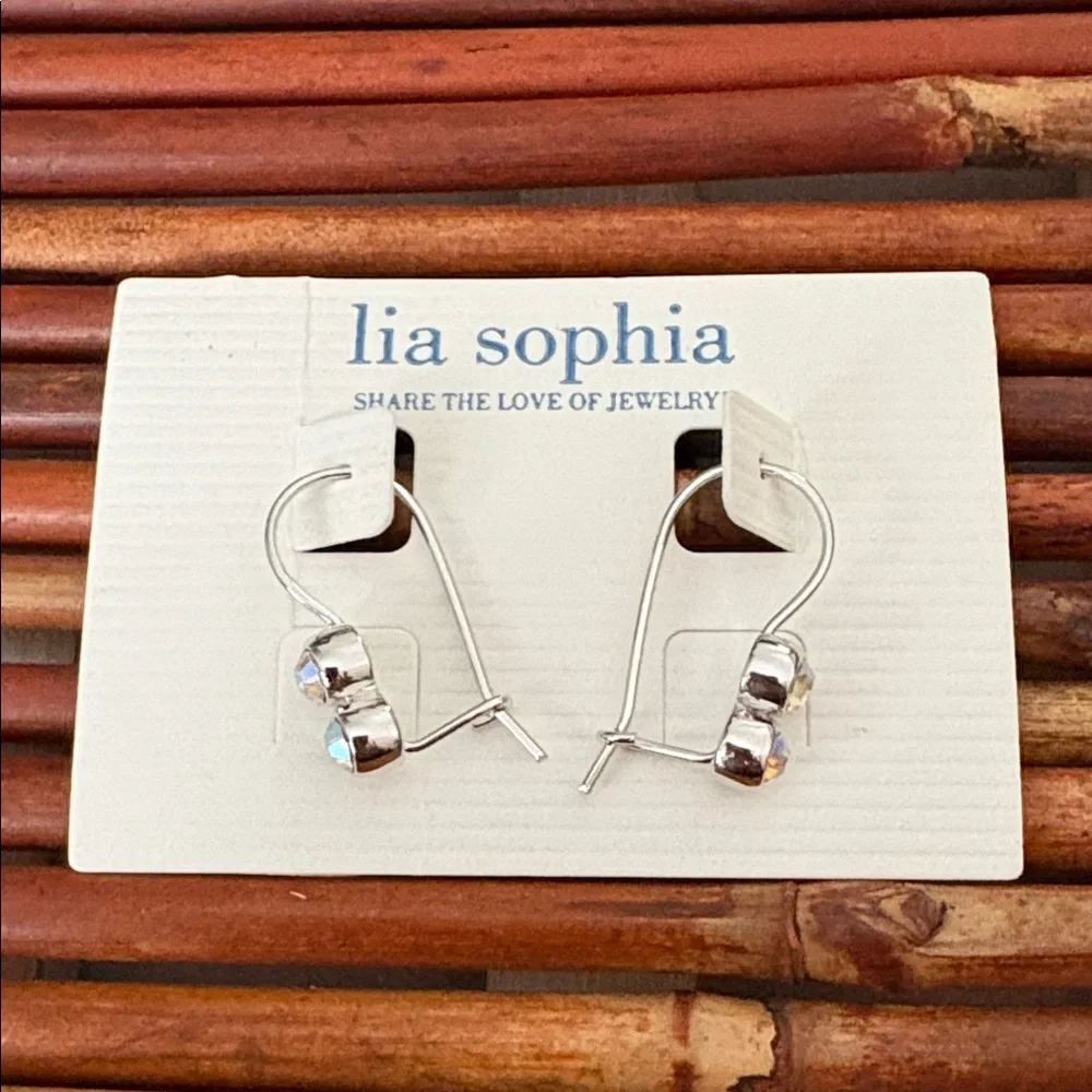 Lia Sophia Silver and Crystal Earrings NWT